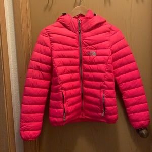 North Face Pink Hooded Puffer Jacket